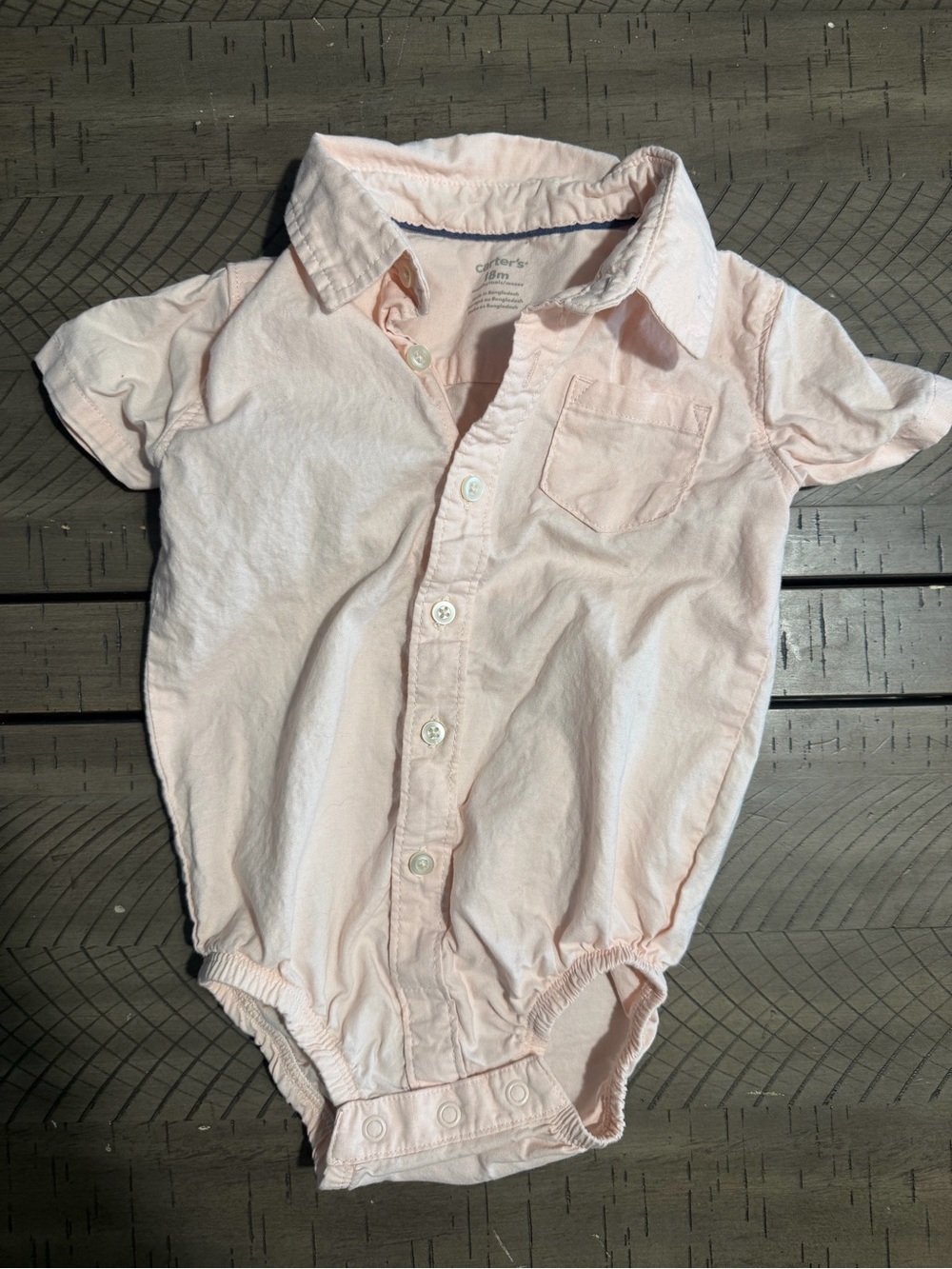 Carter's Pale Pink Short-Sleeve Button-Up Bodysuit